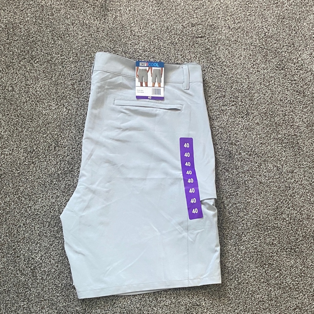 Men's Light Gray Flat Front Shorts